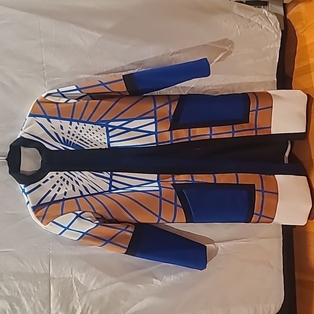Stunning bold graphic long coat M L 10